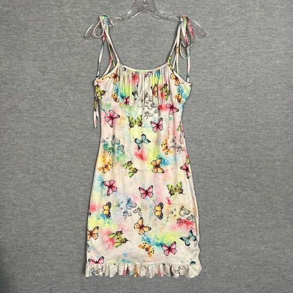 Unbranded Y2K Butterfly All Over Print Baby Doll Dress Womens Medium Bows Pastel - Picture 1 of 9